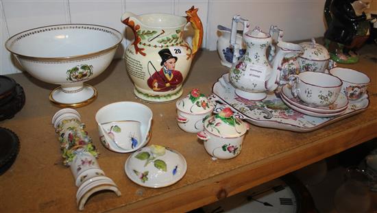 8 piece faience cabaret set and sundry ceramics